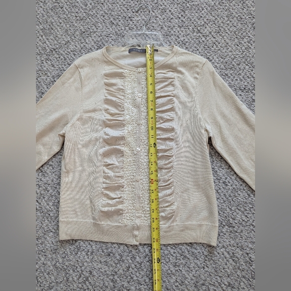 Liz Claiborne Womens (Size Large) Cardigan w/Beading, Sequins & Rouching Detail - Picture 8 of 14